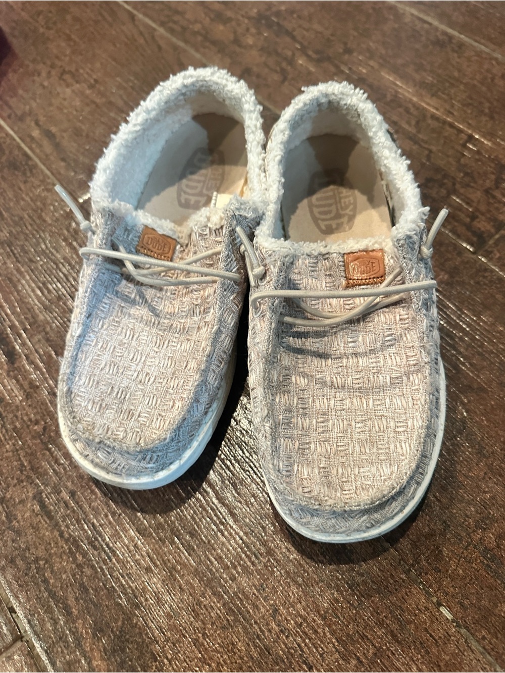 Hey Dude Light Grey Textured Slip-On Shoes
